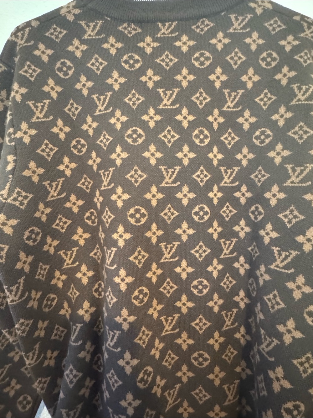 Brown and Tan Monogram Knit Crewneck